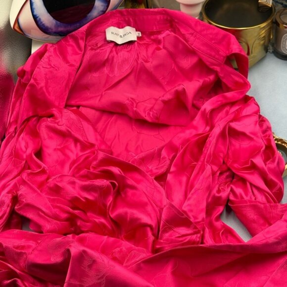 🆕 RAT & BOA 🧿 NWOT Paloma Pink Floral Satin Long Sleeve Mini Dress Sz XXL US12 - Picture 12 of 15